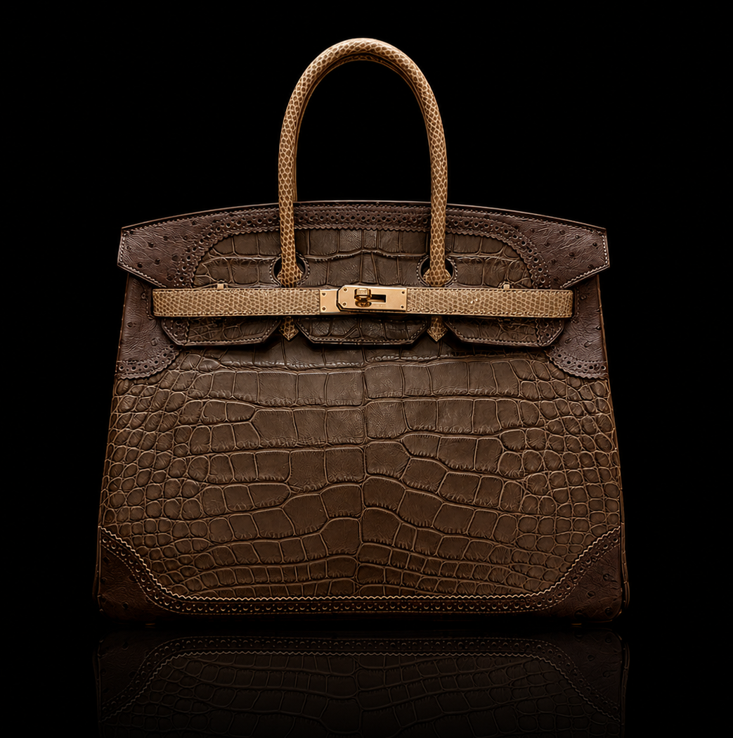 Hermès Birkin Ghillies 35 Matte Niloticus Crocodile & Ostrich GHW