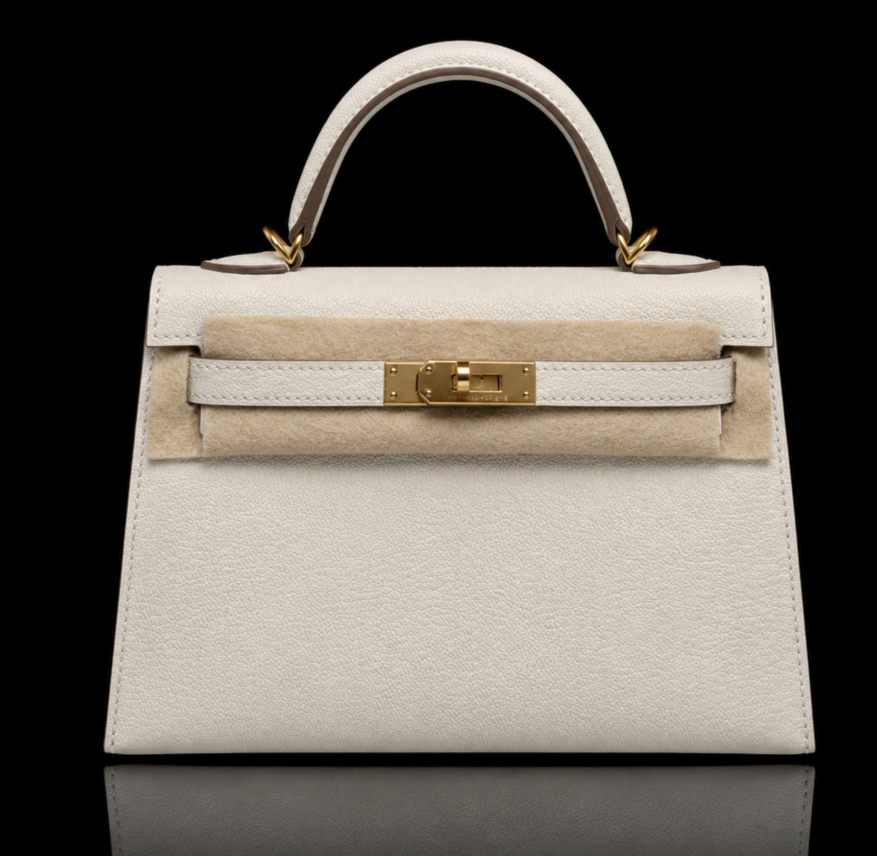 Hermès Mini Kelly II Sellier  Mushroom Chèvre Leather GHW