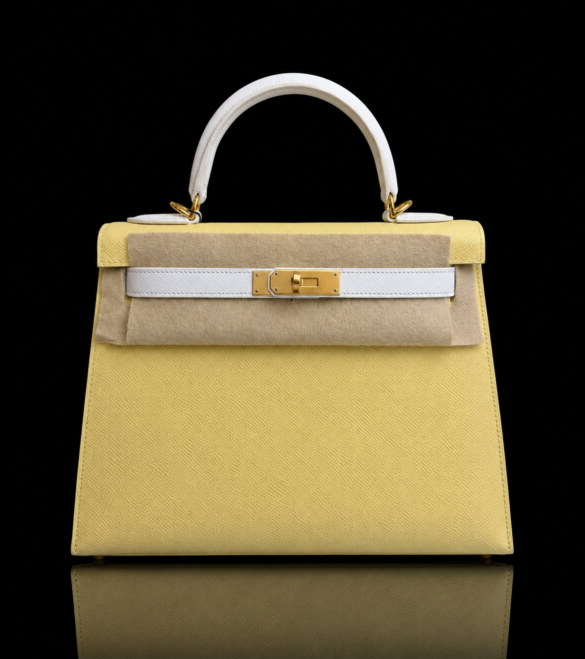 Hermès Kelly 28 Sellier Craie Epsom Leather GHW